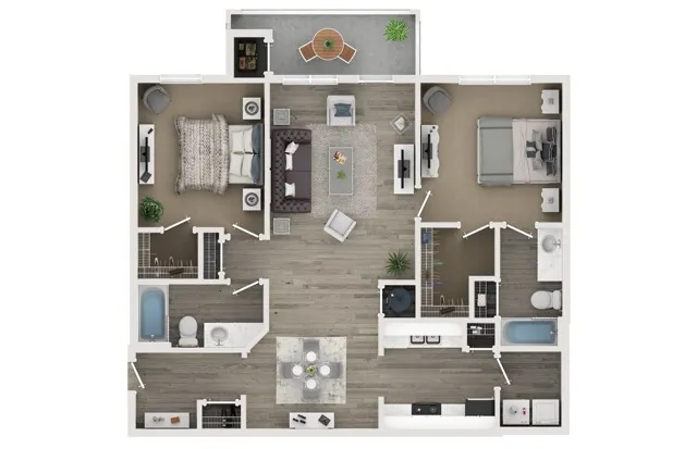 Two Bed Two Bath Floor Plan