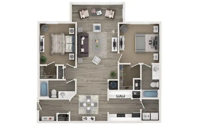Two Bed Two Bath Floor Plan