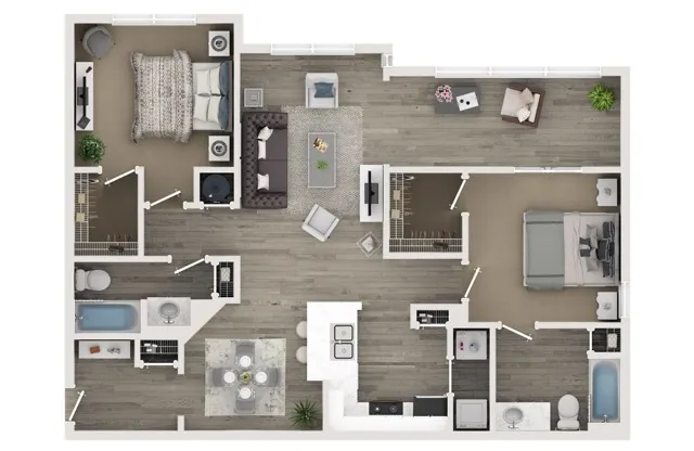 Two Bed Two Bath Floor Plan
