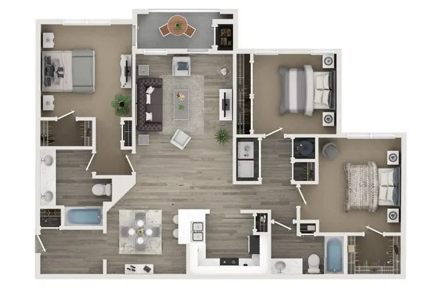 Three Bed Two Bath Floor Plan