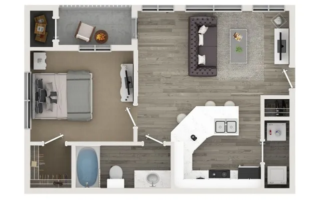 One Bedroom One Bath Floor Plan