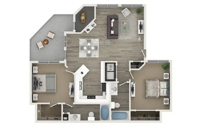 Two Bedroom Two Bath Floor Plan