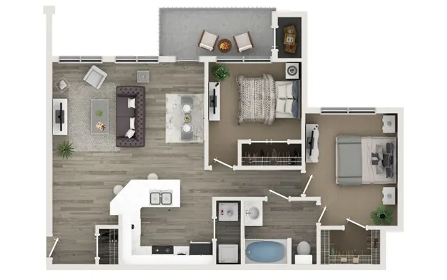 Two Bedroom One Bath Floor Plan