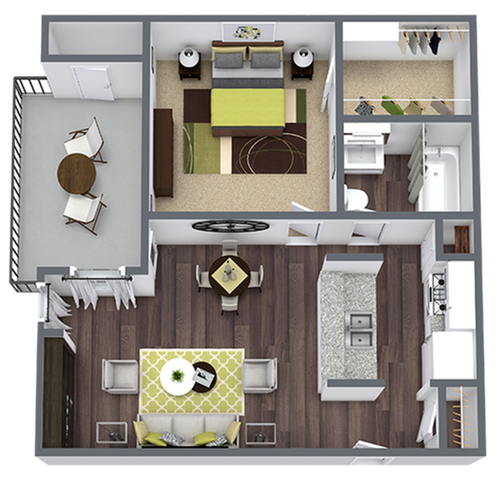 One Bedroom One Bath Floor Plan