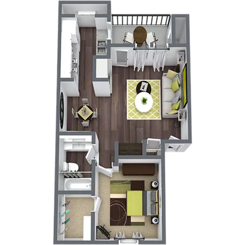 One Bedroom One Bath Floor Plan