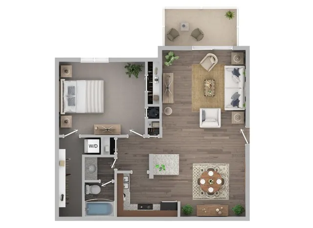 One Bedroom One Bath Floor Plan