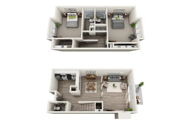 Two Bedroom Two Bath Floor Plan