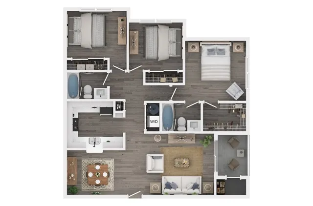 Three Bedroom Two Bath Floor Plan