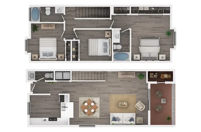 Three Bedroom Two and Half Bath Floor Plan