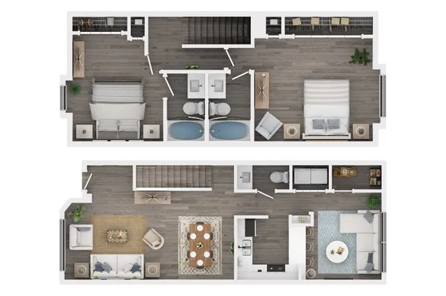 Two Bedroom Two and Half Bath Floor Plan