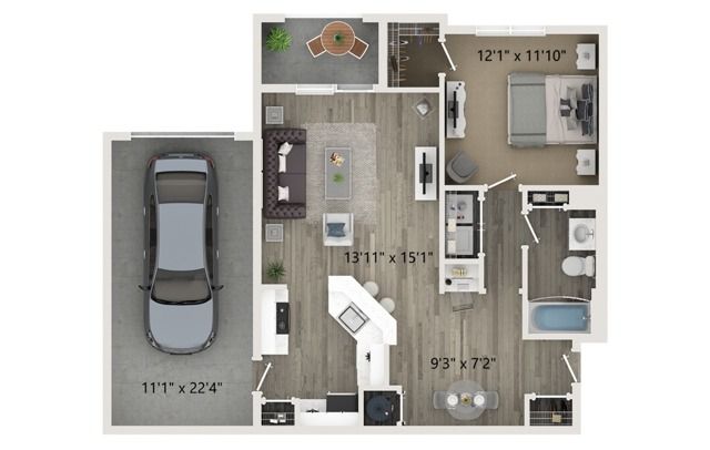 One Bedroom One Bath Floor Plan