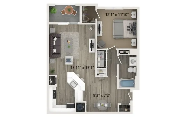 One Bedroom One Bath Floor Plan