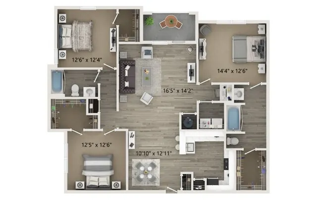 Three bedroom two bath floor plan