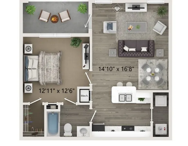 One Bedroom One Bath Floor Plan