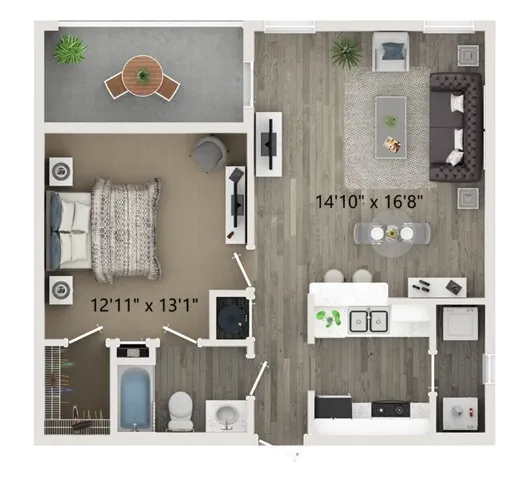 One Bedroom One Bath Floor Plan