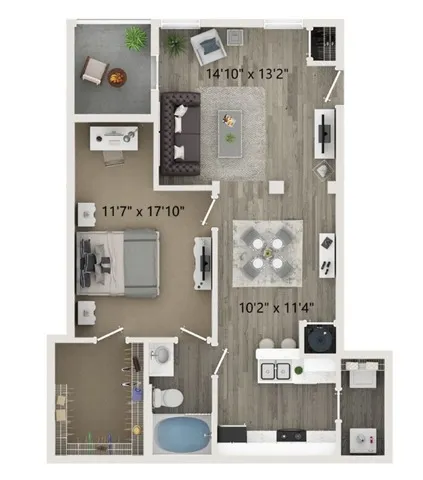 One Bedroom One Bath Floor Plan