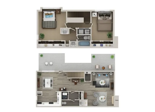 Two Bedroom Two Half Bath Floor Plan