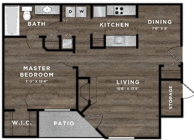 One Bedroom One Bath Floor Plan