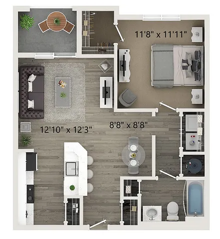 One Bedroom One Bath Floor Plan