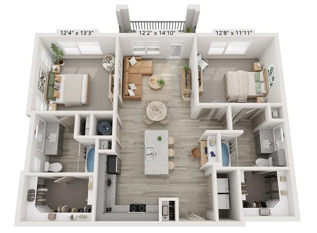 2x2 1081 sqft - B1 Floorplan