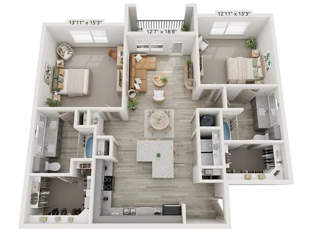 2x2 1239 sqft - B6 Floorplan