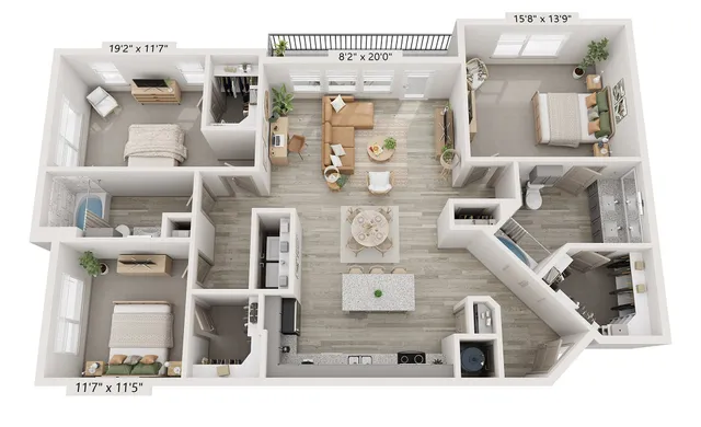 3x2 1541 sqft - C2 Floorplan