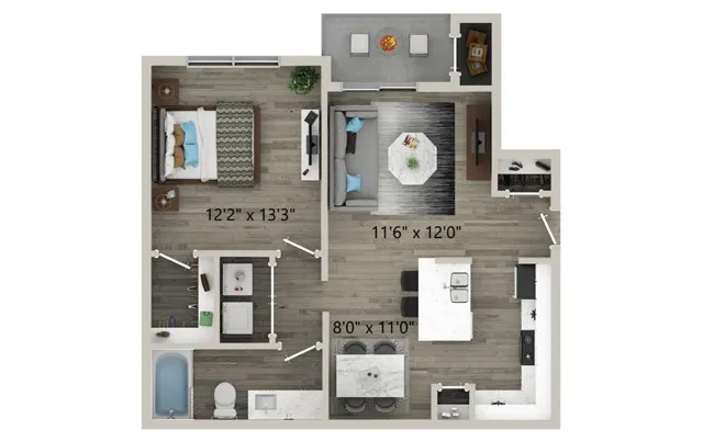 One Bedroom One Bath Floor Plan