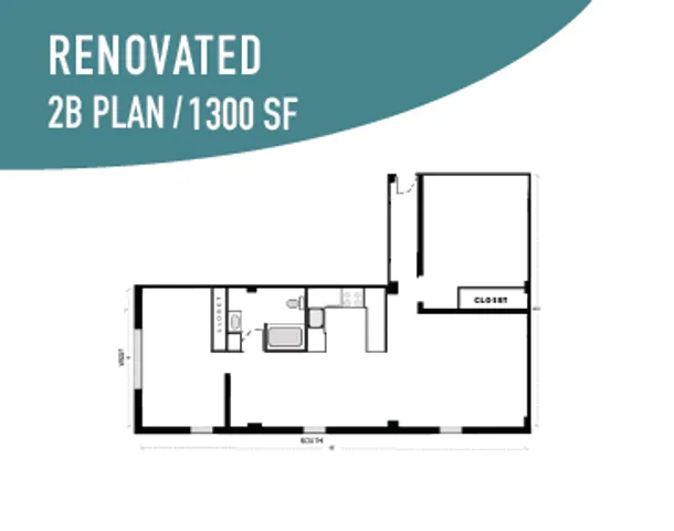 2 BR / 1 BA - 1300 SF