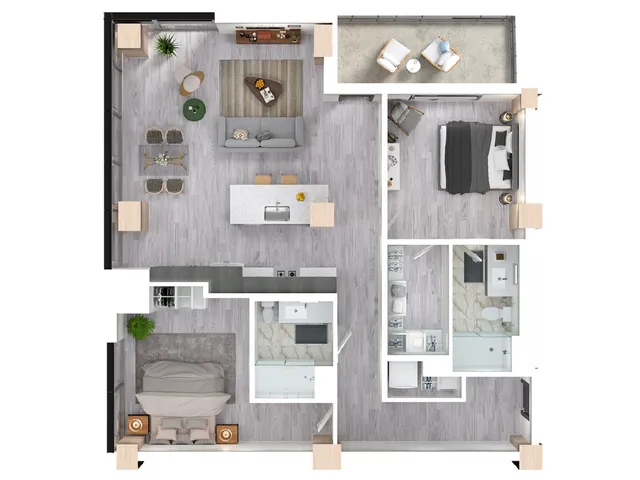 Oak floor plan 3D