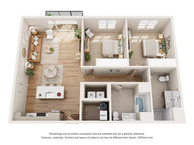 2 Bed 2 Bath | 1254 sq ft
