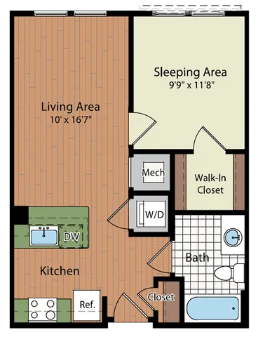 Image of the S1 Floor Plan | Residences at Government Center | Affordable Fairfax Apartments