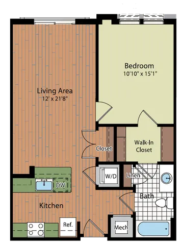 Image of the B2 Floor Plan | Residences at Government Center | Fairfax Apartments