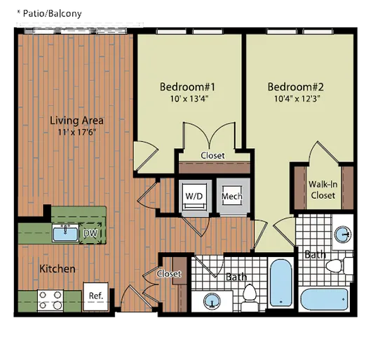 Image of the B1 Floor Plan | Residences at Government Center | Fairfax Apartments