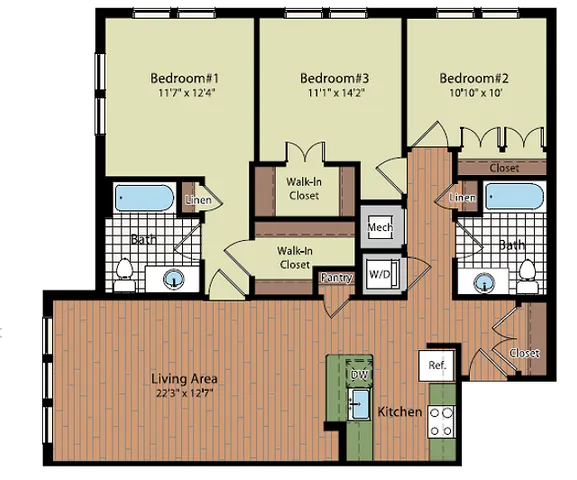 Image of the C2 Floor Plan | Residences at Government Center | Fairfax Apartments