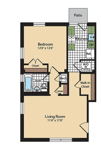 One Bedroom Floor Plan