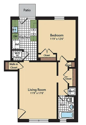 One Bedroom Floor Plan
