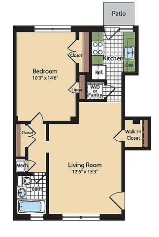 One Bedroom Floor Plan