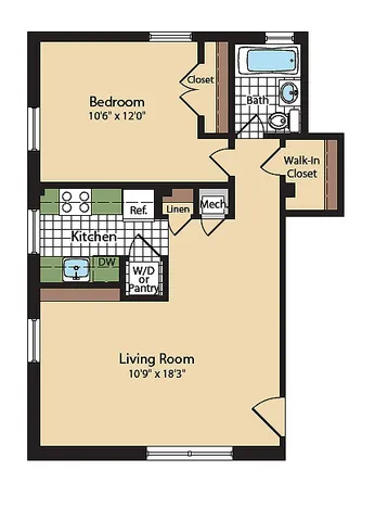 One Bedroom Floor Plan