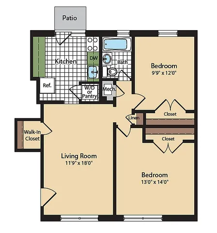 Two Bedroom Floor Plan