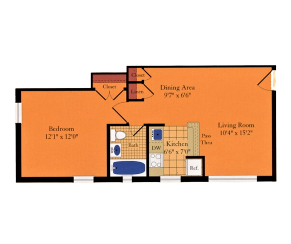 Image of 558 Square Foot One Bedroom | Quebec Apartments | Arlington VA Apartments | Affordable Arlington VA Apartments