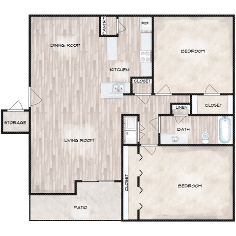 B3 - 2x1 - 913 sqft (2x1C-R)