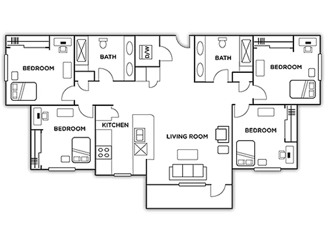 4 Bedroom, 2 Bath
