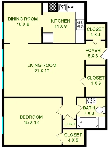Floor plan of Hudson apartment unit