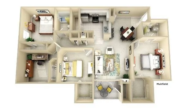 D1 | 4 bed 2 bath | from 1456 square feet