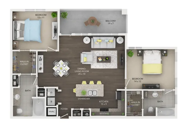 C2 | 2 bed 2 bath from 1180 square feet | Sapphire Bay Apartments | Apartments In Baytown