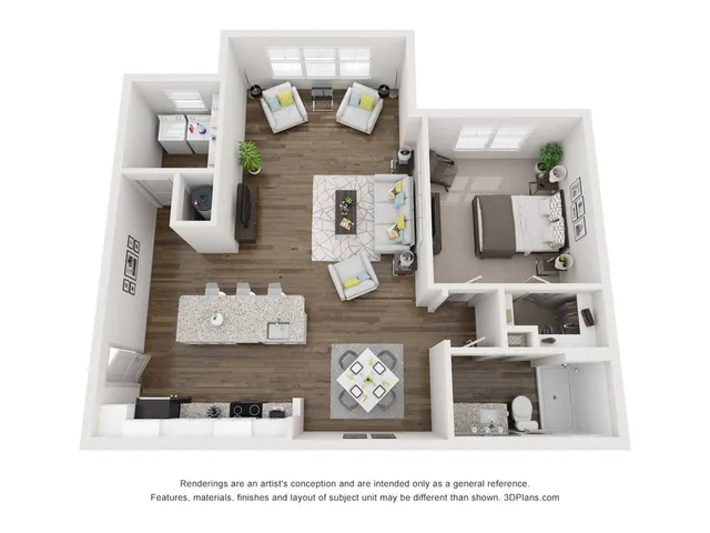 A1S 1 bedroom, 1 bathroom with sunroom floorplan at The Harrison at Braselton located in Buford, GA 30519