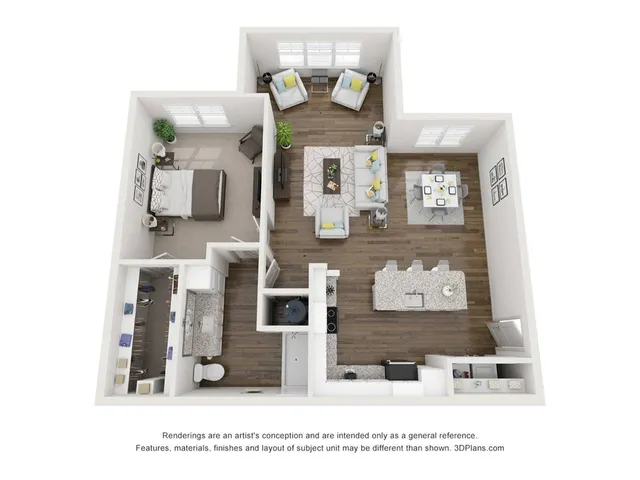 A2S 1 bedroom, 1 bathroom apartment floorplan at The Harrison at Braselton located in Buford, GA 30519