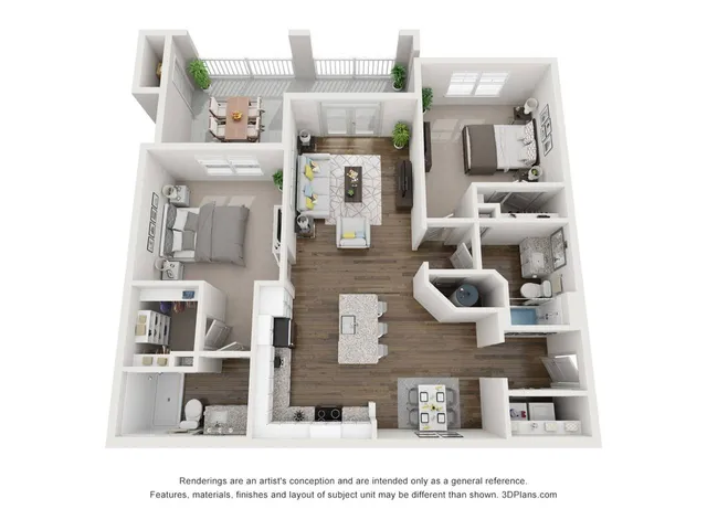 B1 2 bedroom, 2 bath apartment floorplan at The Harrison at Braselton located in Buford, GA 30519