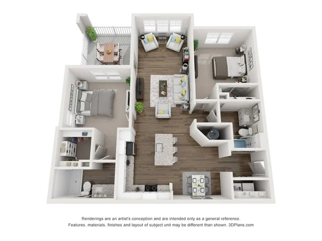B1S 2 bedroom, 2 bath apartment floorplan at The Harrison at Braselton located in Buford, GA 30519