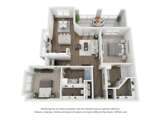B2 2 bedroom, 2 bath apartment floorplan at The Harrison at Braselton located in Buford, GA 30519